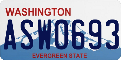 WA license plate ASW0693