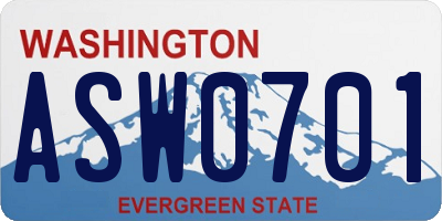 WA license plate ASW0701