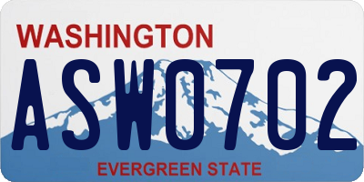WA license plate ASW0702