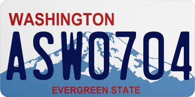 WA license plate ASW0704