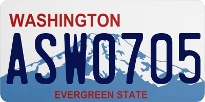 WA license plate ASW0705