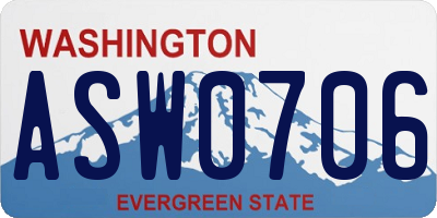 WA license plate ASW0706