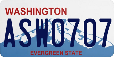 WA license plate ASW0707