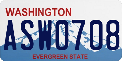 WA license plate ASW0708