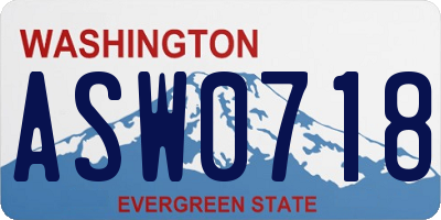WA license plate ASW0718