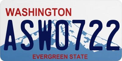 WA license plate ASW0722