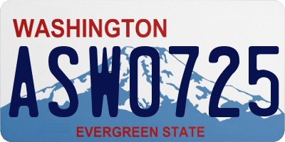 WA license plate ASW0725
