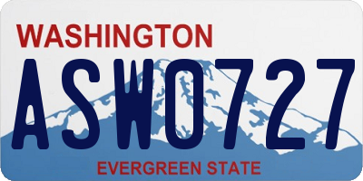 WA license plate ASW0727