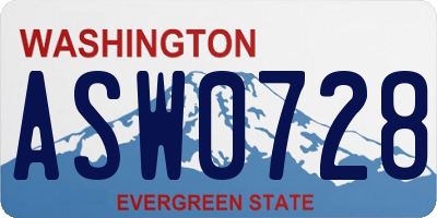 WA license plate ASW0728