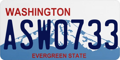 WA license plate ASW0733