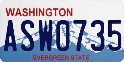 WA license plate ASW0735