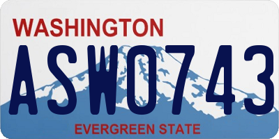 WA license plate ASW0743