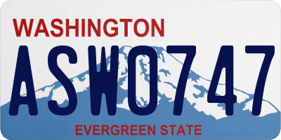WA license plate ASW0747