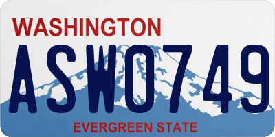 WA license plate ASW0749