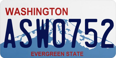 WA license plate ASW0752