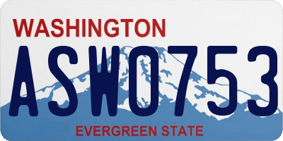 WA license plate ASW0753