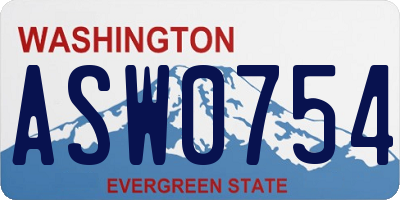 WA license plate ASW0754