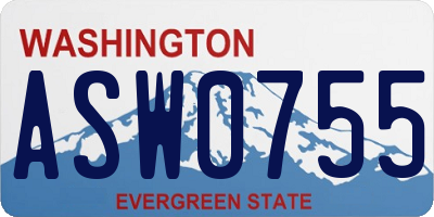 WA license plate ASW0755