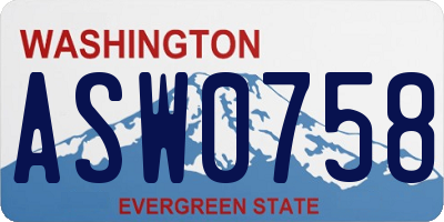 WA license plate ASW0758