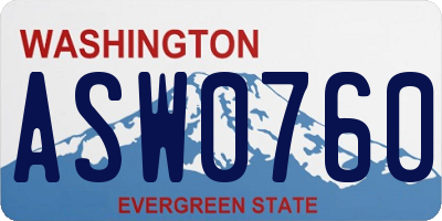 WA license plate ASW0760