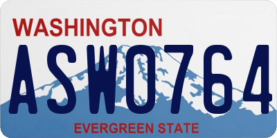 WA license plate ASW0764