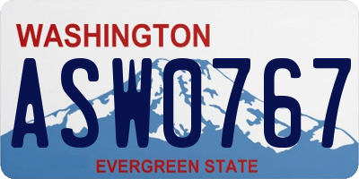 WA license plate ASW0767