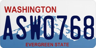 WA license plate ASW0768