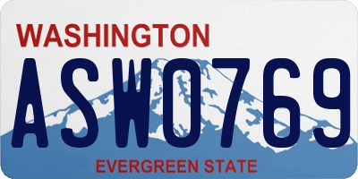 WA license plate ASW0769