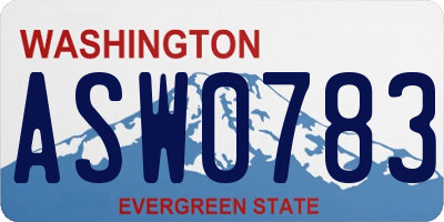 WA license plate ASW0783