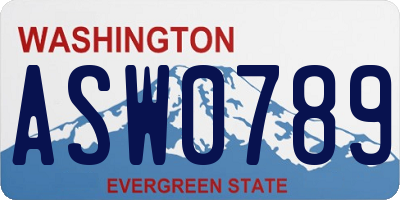 WA license plate ASW0789