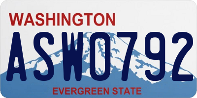 WA license plate ASW0792