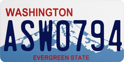 WA license plate ASW0794
