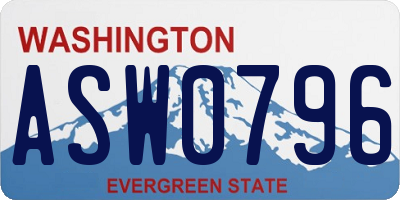 WA license plate ASW0796