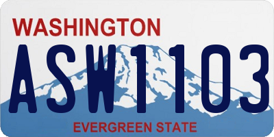 WA license plate ASW1103