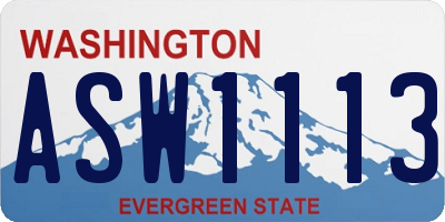 WA license plate ASW1113