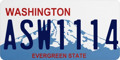 WA license plate ASW1114