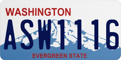 WA license plate ASW1116