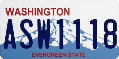 WA license plate ASW1118