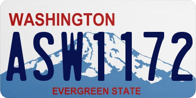 WA license plate ASW1172
