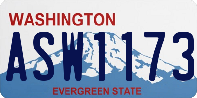 WA license plate ASW1173