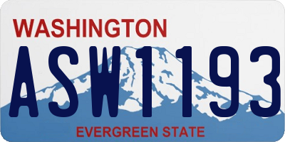 WA license plate ASW1193