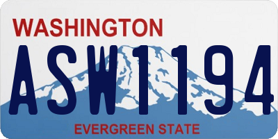 WA license plate ASW1194