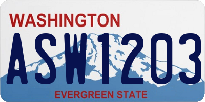 WA license plate ASW1203