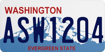 WA license plate ASW1204