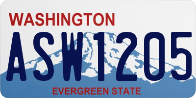 WA license plate ASW1205