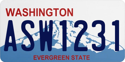 WA license plate ASW1231