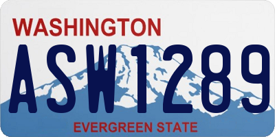 WA license plate ASW1289