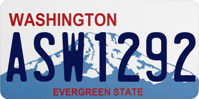 WA license plate ASW1292