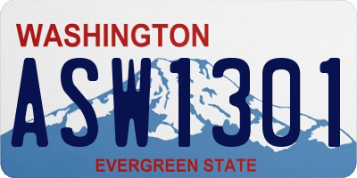 WA license plate ASW1301