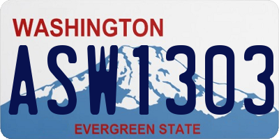 WA license plate ASW1303